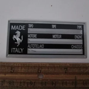 Ferrari VIN Metal Plaque Plate